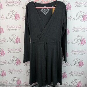 Nomads hemp wear dress tassel detail grey beads Chic Charcoal Long Sleeve Dress